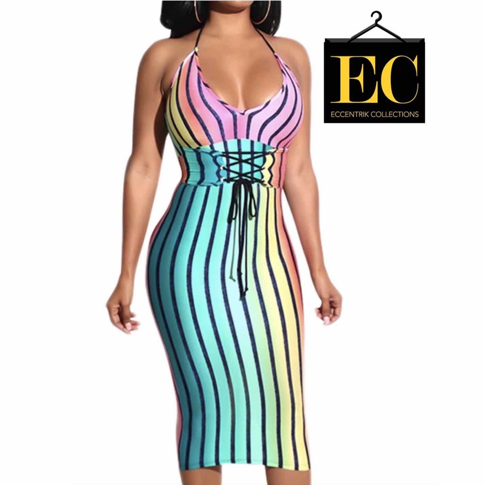 Multicolor Bodycon Midi Dress